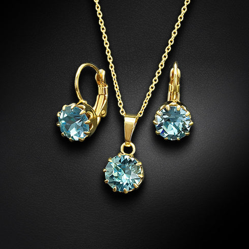 Komplekts "Spindintis Akvamarinas" su Swarovski™ kristalais